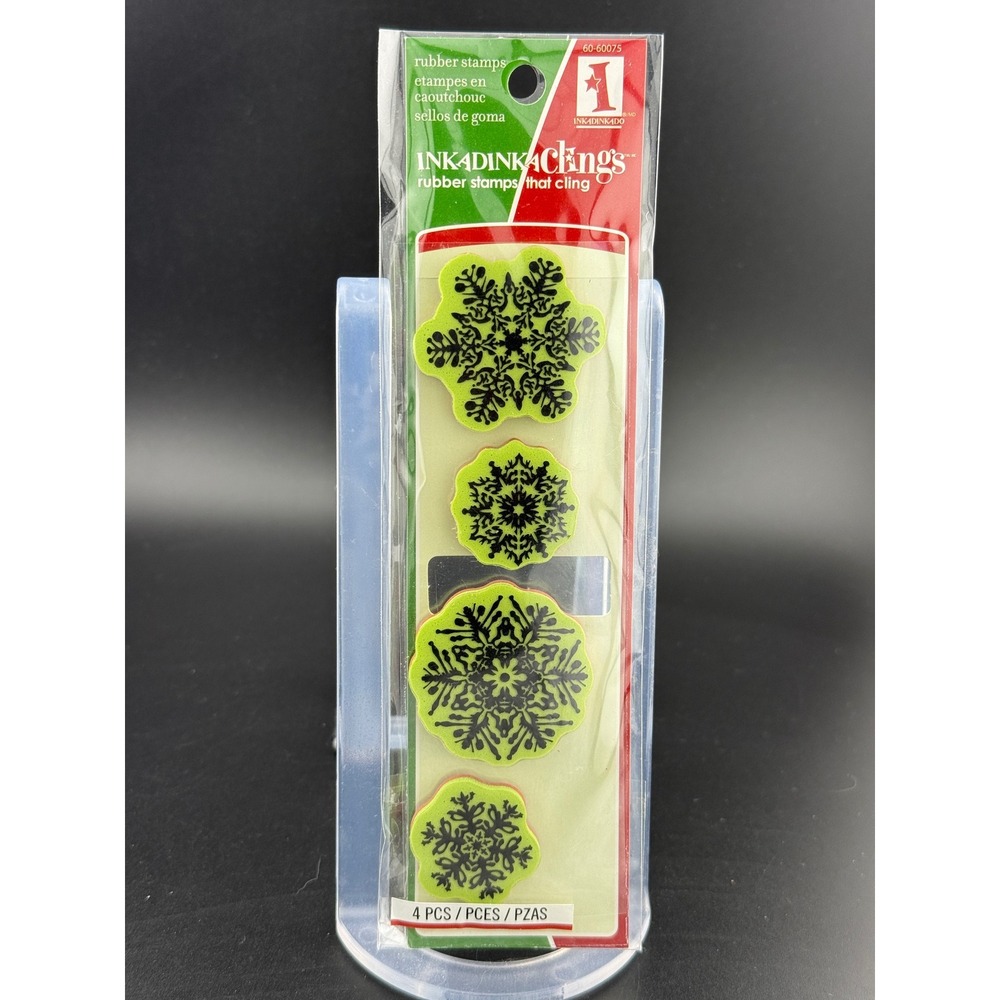 Inkadinkado Clings Snowflake Rubber Stamps 4 Piece Set 60-60075 Winter Christmas